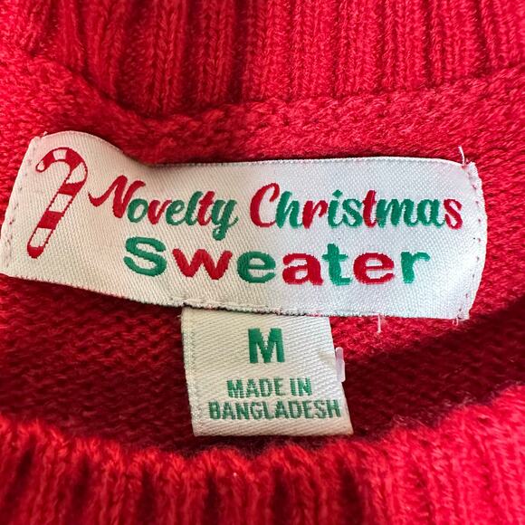 Ugly Christmas Sweater Naughty Santa LIGHTS UP Tinsel Xmas Party Winner Medium - Picture 2 of 5